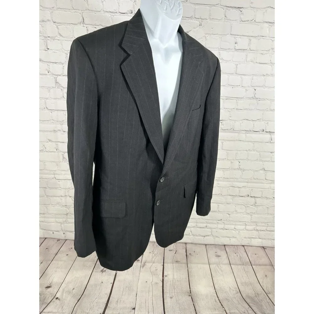 VTG Corporate Image Black Striped Two Button Blazer Jacket Men’s 42R